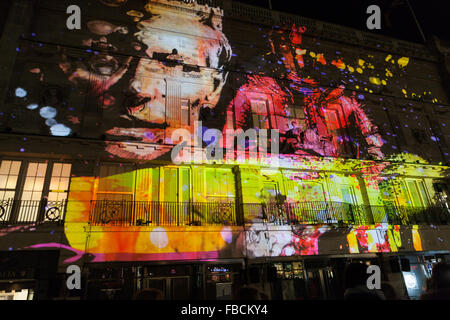 Londres, Royaume-Uni. 14 janvier, 2016. Londres 2016 lumiere. Londres est une lumiere free light festival à 30 endroits dans certaines des zones les plus emblématiques de la capitale. Credit : AC Manley/Alamy Live News Banque D'Images