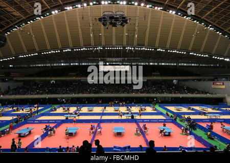 Tokyo Metropolitan Gymnasium, Tokyo, Japon. 14 Jan, 2016. Vue générale, le 14 janvier 2016 - Tennis de Table : Tous les Championnats de Tennis de table au Japon à Tokyo Metropolitan Gymnasium, Tokyo, Japon. © Yohei Osada/AFLO SPORT/Alamy Live News Banque D'Images