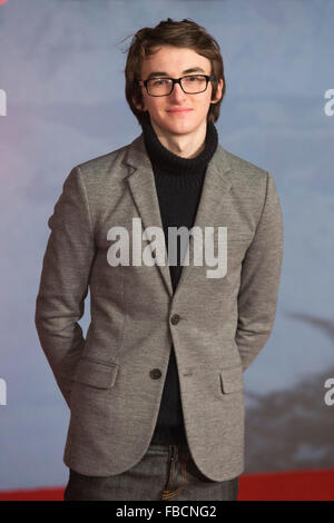 Londres, Royaume-Uni. 14 janvier 2016. Acteur Isaac Hempstead Wright assiste à la première UK de 'l' Empire revenant à Leicester Square, le 14 janvier 2016 à Londres, en Angleterre. Crédit : Images éclatantes/Alamy Live News Banque D'Images