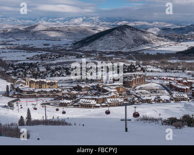 Village de canyons superficie de base Doc's Run Trail, Park City Mountain Resort, Utah. Banque D'Images