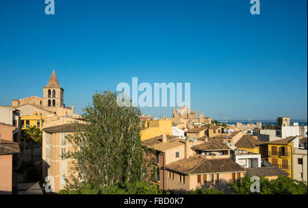 Vues de Palma de Majorque, avec la Cathédrale, Majorque, Îles Baléares, Espagne Banque D'Images