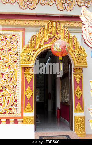 Détails de l'Dhamikarama Temple Birman à Penang, Malaisie Banque D'Images