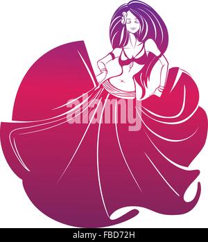 Femme dansant en pose expressive silhouette. Illustration de Vecteur