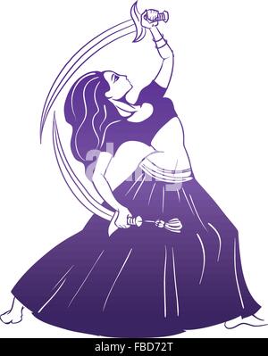 Femme dansant en pose expressive silhouette. Illustration de Vecteur