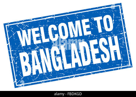Le Bangladesh blue square grunge Bienvenue sur stamp Banque D'Images