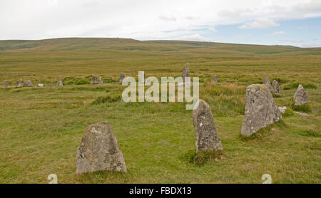 Le cercle de pierre Scorhill sur Gidleigh, Dartmoor commun Banque D'Images