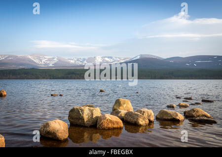 Le Loch Morlich, Aviemore, Badenoch et Strathspey, Ecosse. L'Europe. Banque D'Images