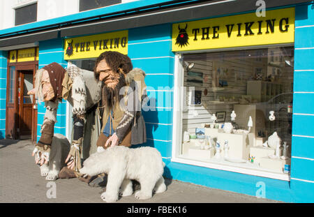 L'Islande Akureyri centre-ville centre de la deuxième plus grande ville dans les troll Viking store Banque D'Images