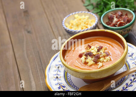 Salmorejo, réfrigérée la soupe aux tomates, la cuisine espagnole Banque D'Images