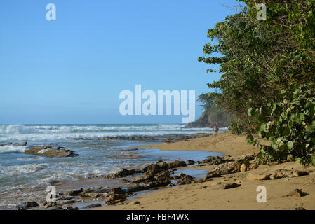 Balades surfer le long de la côte de Maria's Beach. Rincon, Puerto Rico. USA territoire. L'île des Caraïbes. Banque D'Images