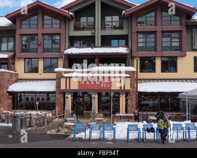 Le restaurant ferme, Canyons Village superficie de base, Park City Ski Resort, Utah. Banque D'Images