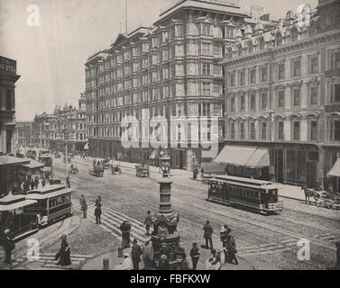 Market Street, San Francisco, Californie, antique print 1895 Banque D'Images