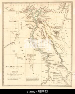 L'Egypte ancienne : Vallée du Nil. Contour original couleur. SDUK, 1848 carte antique Banque D'Images