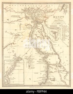 Egypte : la vallée du Nil. Contour original couleur. SDUK, 1848 carte antique Banque D'Images