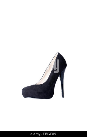 Cuir et daim noir womems stilettos. Banque D'Images