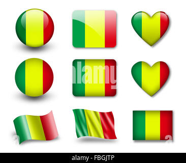 Le drapeau malien Banque D'Images