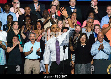 Kansas City, Missouri, États-Unis, 30 juillet 2014, le Président Barak Obama prononce un discours à l'Uptown Theater Crédit : Mark Reinstein Banque D'Images