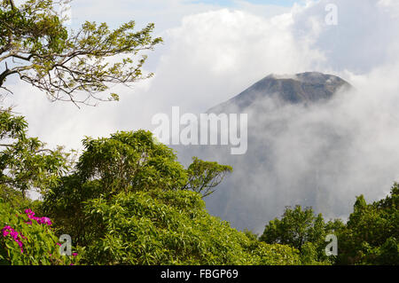 Le pic de l'idéal et les jeunes actif volcan Izalco vu depuis le point de vue dans le Parc National de Cerro Verde, El Salvador Banque D'Images