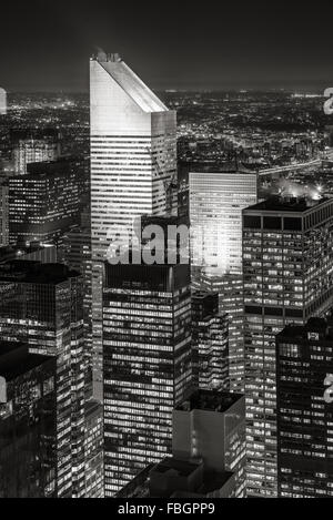 Black & White New York Midtown vue aérienne, à peu près, avec l'un des plus hauts gratte-ciel de Manhattan : le Centre de Citigroup Banque D'Images