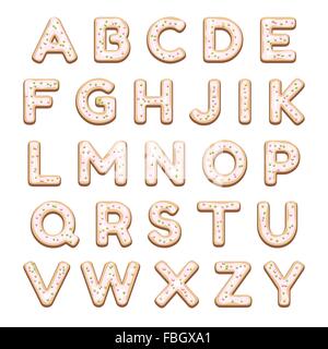 Hand made cookies alphabet. Isolé sur blanc. Illustration de Vecteur