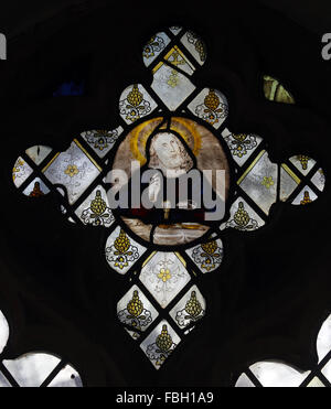 Vitraux du xvie siècle, représentant Jésus à la Dernière Cène, St Michael's Church, Irstead, Norfolk Banque D'Images