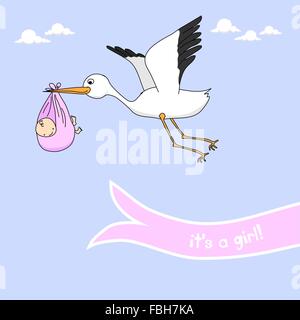 Cute baby girl carte annonce Illustration de Vecteur