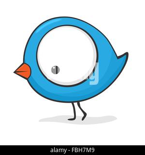 Mignon et funny cartoon oiseau avec des yeux énormes. Illustration de Vecteur