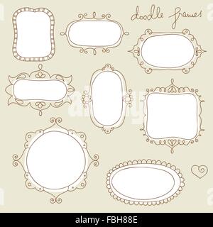 Collection de hand drawn doodle frames Illustration de Vecteur