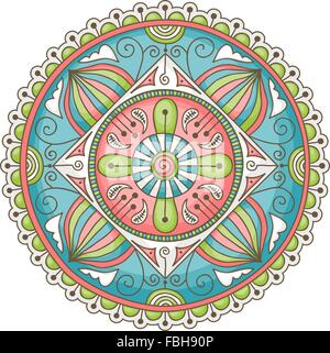 Colorful hand-drawn doodle mandala Illustration de Vecteur