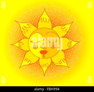 Côté--sun sourire dessiné Illustration de Vecteur