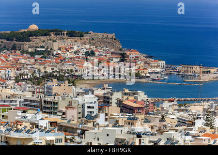 Rethymno Crète Grèce, vue aérienne Banque D'Images