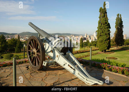 Canon historique et jardins en terrasses de Meintjieskop, Pretoria, Ville de la municipalité de Tshwane, Province de Gauteng, Afrique du Sud Banque D'Images