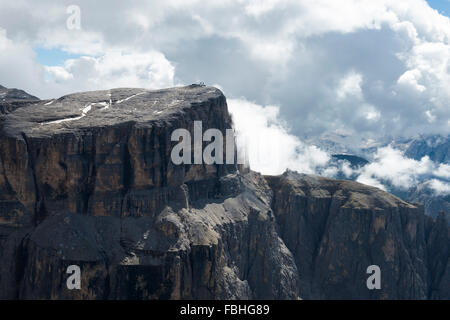 Groupe du Sella, Sas di Pordoi, Val di Fassa, les Dolomites, Sella, Pordoi, Pordoi station de montagne, vallée de Fassa, Trentin, Italie, paysage, photo aérienne Banque D'Images