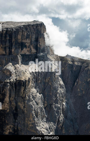Groupe du Sella, Sas di Pordoi, Val di Fassa, les Dolomites, Sella, Pordoi, Pordoi station de montagne, vallée de Fassa, Trentin, Italie, paysage, photo aérienne Banque D'Images