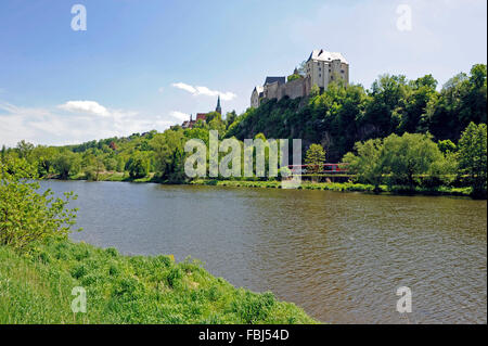 Château de Mildenstein, porphyr Freiberger Mulde, rock, Leisnig, à l'origine du château en 1081, puis étendue, l'histoire pleine de changement Banque D'Images