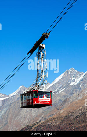 Le Téléphérique Matterhorn Glacier Paradise, Zermatt, Valais, Suisse Banque D'Images