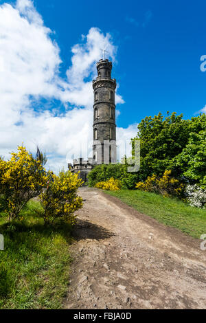 Monument Nelson sur Calton Hill Edinburgh Banque D'Images