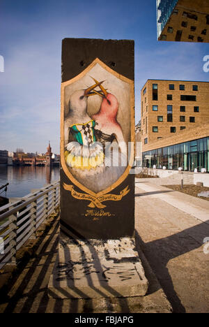 Reste du mur de Berlin, Stralauer Allee, Berlin, la rive de la Spree Banque D'Images