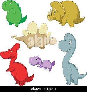 Jolie collection de dinosaures. Illustration de Vecteur
