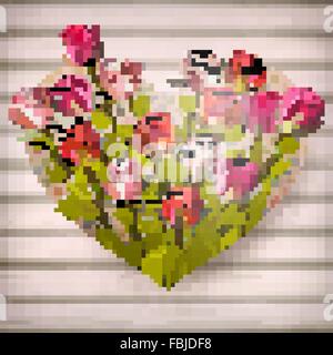 Fleurs roses en forme de coeur. EPS 10 Illustration de Vecteur