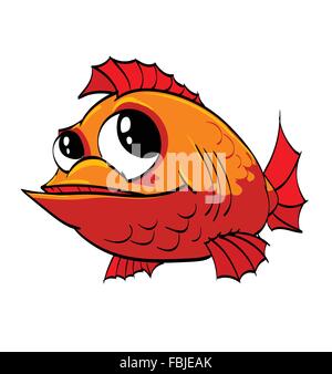 Cartoon vector illustration d'un poisson orange. Illustration de Vecteur