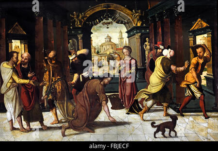 Le Christ et la femme adultère 1540 maître anonyme belge flamande Belgique Banque D'Images