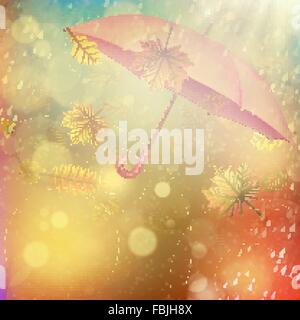 Les feuilles d'automne et d'un parapluie. EPS 10 Illustration de Vecteur