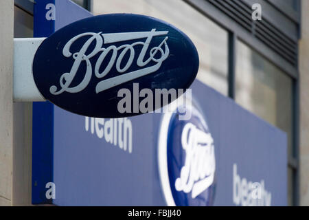 Boots chemist store logo signe high street. Banque D'Images