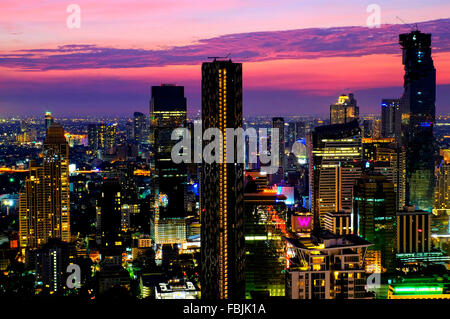 Coucher de soleil sur l'horizon de Bangkok, Thaïlande Banque D'Images