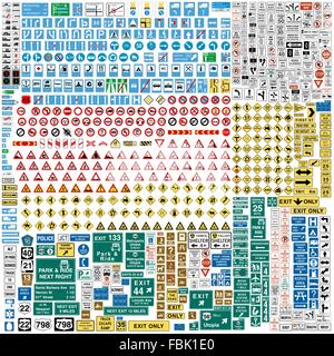 Plus de 600 panneaux de circulation européenne Illustration de Vecteur