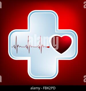 Fond rouge ecg normal, heartbeat. EPS 8 Illustration de Vecteur