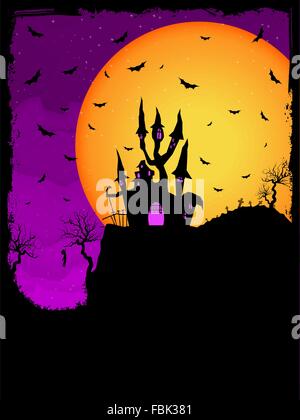 Haunted House sur un cimetière hill. EPS 8 Illustration de Vecteur