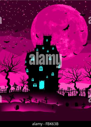 Spooky castle et les chauves-souris. EPS 8 Illustration de Vecteur