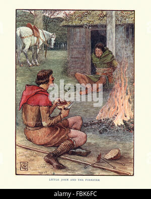 Illustration de l'histoire de Robin des Bois. Little John et le Forestier. Par Walter Crane Banque D'Images